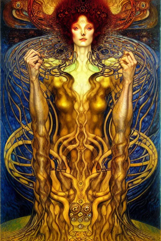 Image similar to Divine Chaos Engine by Karol Bak, Jean Delville, William Blake, Gustav Klimt, and Vincent Van Gogh, symbolist, visionary