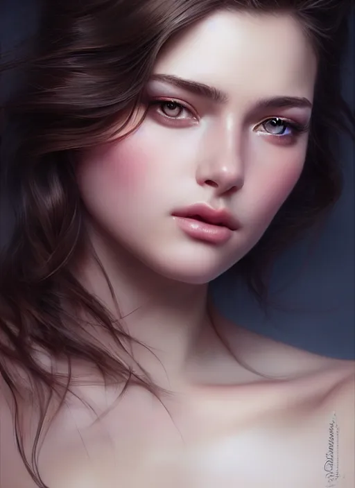 Image similar to a gorgeous female photo, professionally retouched, award winning, hyperdetailed, rendered in vue, soft lighting, feather hair, realistic, smooth face, perfect eyes, wide angle, sharp focus on eyes, 8 k high definition, insanely detailed, intricate, elegant, art by artgerm and greg rutkowski