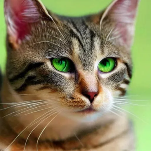 Image similar to weird cute tabby cat mix with green eyes