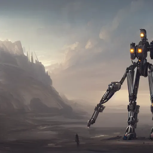 Prompt: a giant female robot, digital art, 8 k resolution, mech, unreal engine, highly detailed, photorealistic by wlop, greg rutkowski