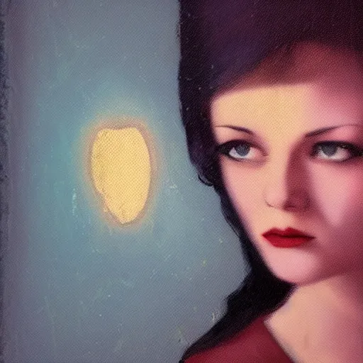 Prompt: backlit portrait of little sad girl pulp art