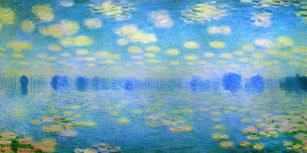 Image similar to blue sky, illustration, blueish, whiteish, dreamy, impressionism, claude monet style