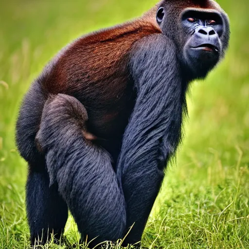 Image similar to hybrid between a gorilla and a capybara in the wild, wildlife photography, dslr