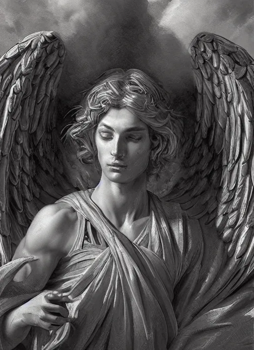 Image similar to digital _ painting _ of _ biblical angel _ by _ filipe _ pagliuso _ and _ justin _ gerard _ symmetric _ fantasy _ highly _ detailed _ realistic _ intricate _ port