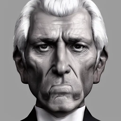 Prompt: old greying handsom man with high collar fantasy, symmetrical beautiful, portrait, trending on artstation