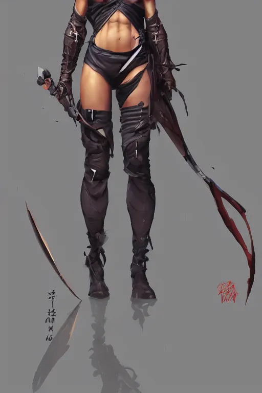 Image similar to a Hyung tae Kim concept art of female ninja character on a render by the artist Hyung tae Kim , highly detailed, sharp focus, Jiyun Chae, Joe Madureira, Trending on Artstation by Hyung tae Kim, artbook, Stanley Artgerm Lau, WLOP, Rossdraws and Greg Rutkowski