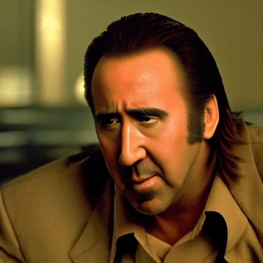 Image similar to movie still of nicolas cage in the big lebowski, 4 k