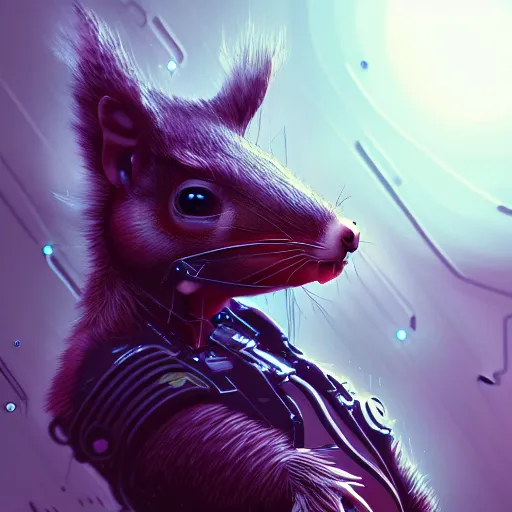 Image similar to cyberpunk squirrel, cyborg, intricate, digital painting, artstation, intricate, concept art, smooth, sharp focus, unreal engine