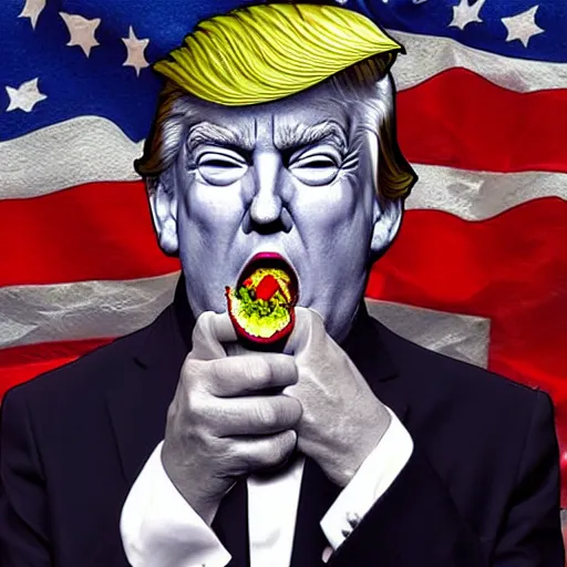 Image similar to donal trump eating the earth, digital art, highly detailed