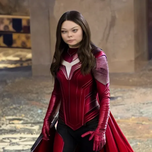 Prompt: Scarlet Witch from Infinity war, played by Miranda Cosgrove