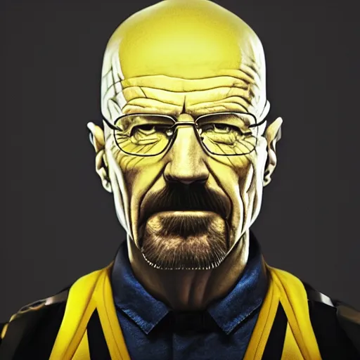 Image similar to Portrait of Walter White (played by Walter White) wearing the Infinity Gauntlet, trending on artstation, octane render