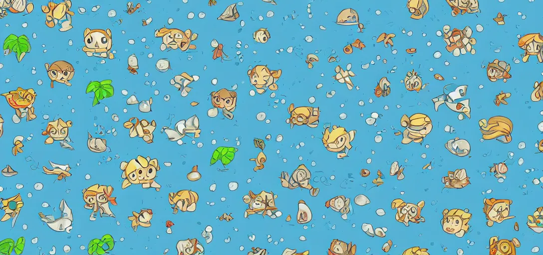 Prompt: pattern of water in the style of wind waker, no characters, just water, animal crossing, ghibli