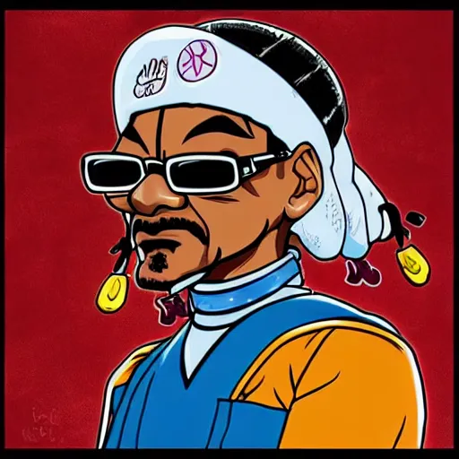 Image similar to Snoop-Dog drawn in the style of Akira Toriyama,