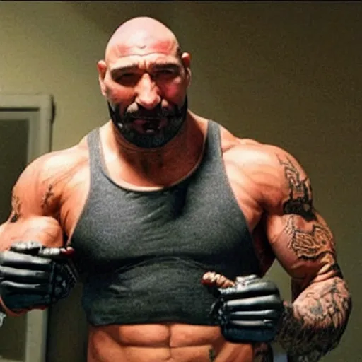 Prompt: Dave Bautista as Mike Haggar