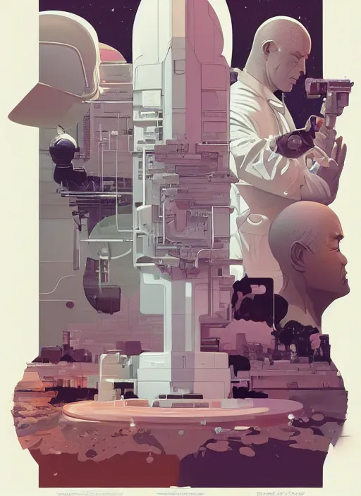 Image similar to poster artwork by Michael Whelan and Tomer Hanuka, of Delos Incorporated, clean