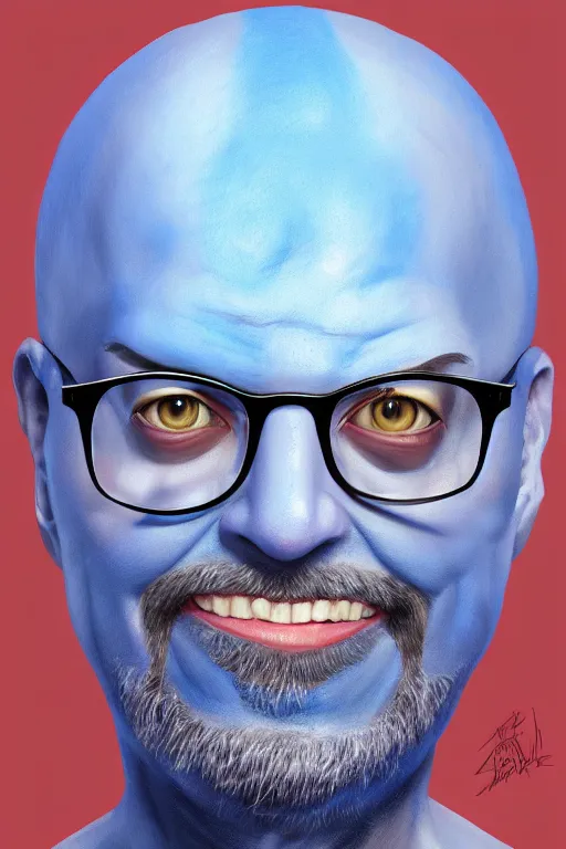 Prompt: David Cross as blue man. digital painting, artstation, concept art, smooth, sharp focus, illustration, art by artgerm