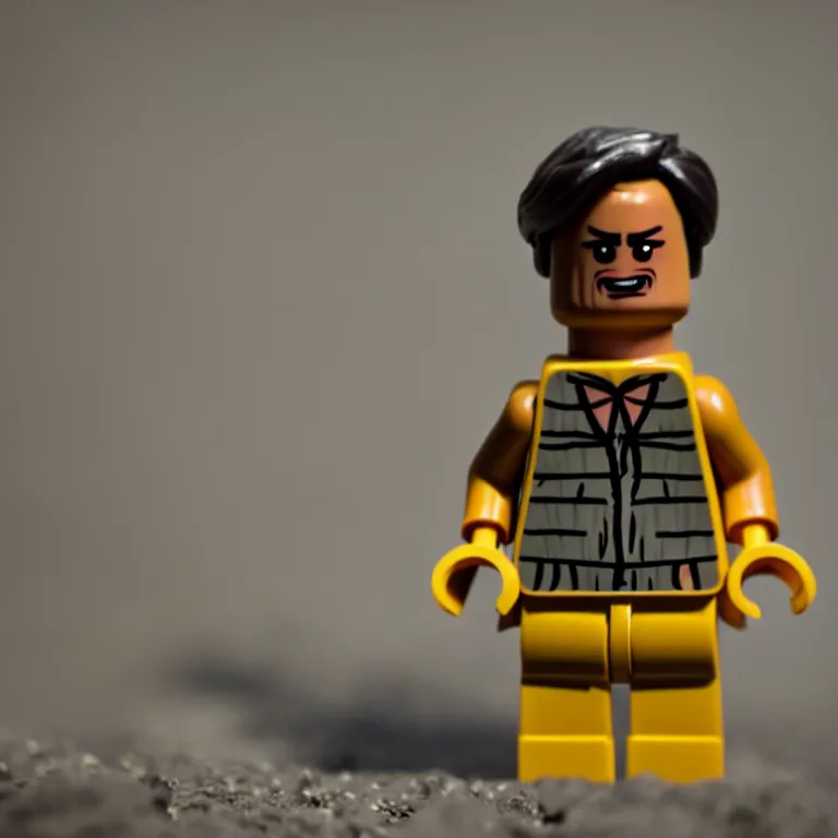 Prompt: a cinematic film still of a stop motion film starring bill murray as a lego fig, shallow depth of field, 8 0 mm, f 1. 8