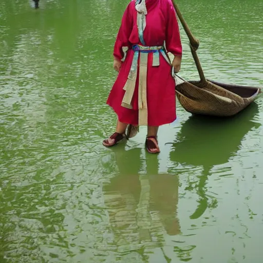 Image similar to here on the land of qin, i see a young lady, by the green waters she picks mulberry leaves