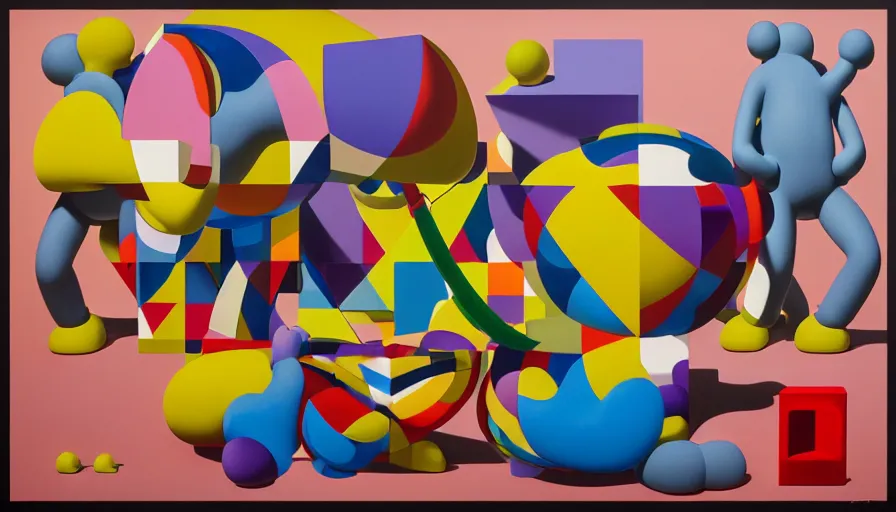 3 d shapes by kaws, james jean and salvador dali and, Stable Diffusion