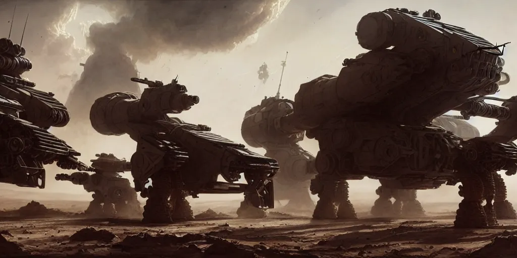 Image similar to hyper realistic sci - fi matte concept art painting of epic cinematic battle between mechwarriors and soldiers fighting on mars, guns, missiles, explosions, beautiful details, strong composition painted by kim jung guweta studio rutkowski, james gurney and greg rutkowski, and lucasfilm, smooth, intricate, detailed, sharp focus, cinematic