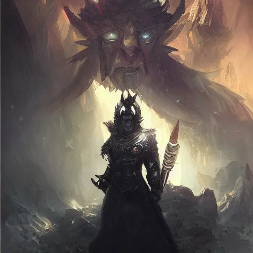 Prompt: Das Schwarze Auge Cover Artwork, a dwarf, an elf, a mage, a knight, adventures, dramatic light, highly detailed, dragon in the sky, photorealistic artwork, oil on canvas, style like Craig Mullins, Jaime Jones, Anna Steinbauer or Alphonse Mucha, amazing and super beautiful artwork, grouped values