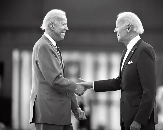 Image similar to president joe biden face to face with president joe biden, nikon 3 5 mm, photograph