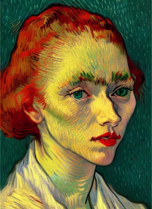 Image similar to portrait of a woman, detailed beautiful face in painting, detailed beautiful portrait, expressionist oil painting masterpiece, 8 k resolution, smooth, sharp focus, pastel color palette, trending on artstation, by van gogh