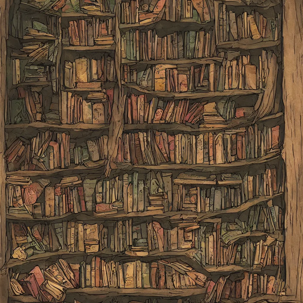 Image similar to there are many books and bookshelves in a warm hut, flowers, smoke, detailed, mysterious, comfort, in the style of aetherpunk