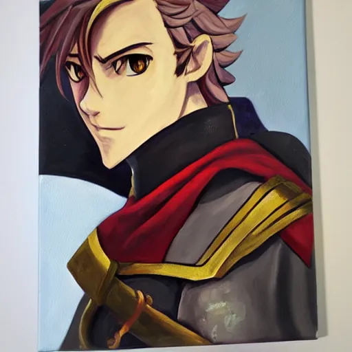 Image similar to expressive oil painting of xander from fire emblem fates
