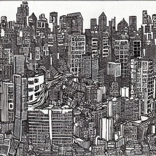 Image similar to a city by q hayashida, highly detailed, cityscape