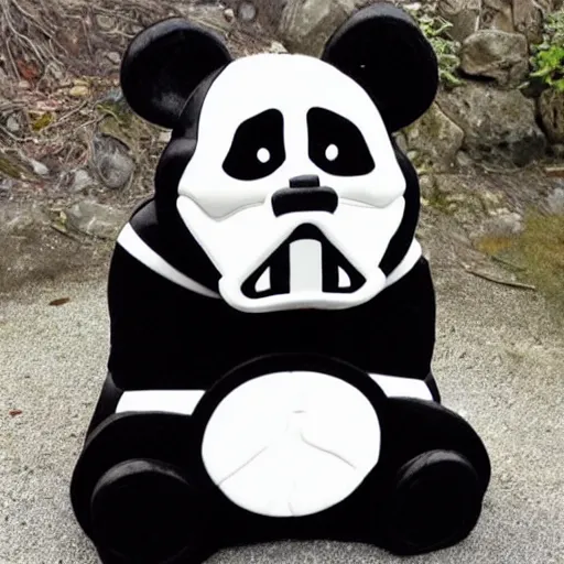 Image similar to panda with a darth vader face