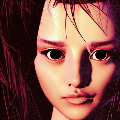 Image similar to the closeup portrait of an absurdly beautiful, graceful, cool, laid - back, young fashionable eighties italian horror film actress, by ilya, murata, mtv movies, an ultra finely pleasant illustration, mystic colors, soft smooth skin, laid back features, unreal engine 5 highly rendered, global illumination