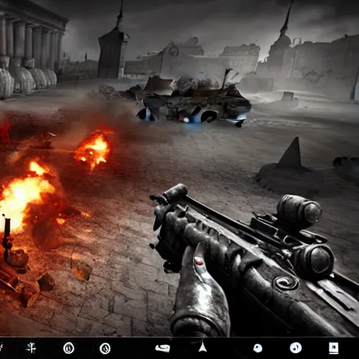 Image similar to battle of berlin in hell let loose, screenshot, unreal engine, gameplay, in - game