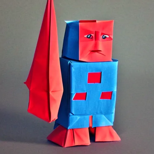 Prompt: origami moai