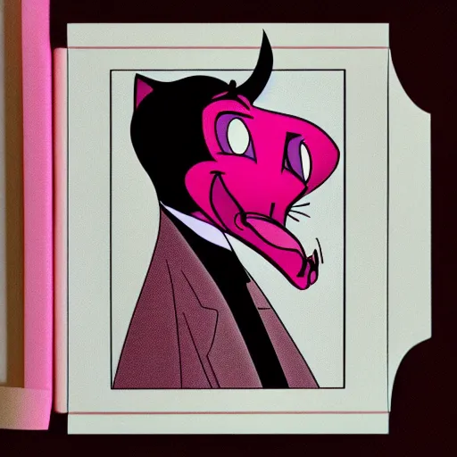 Prompt: a portrait of pink panther as a vampire