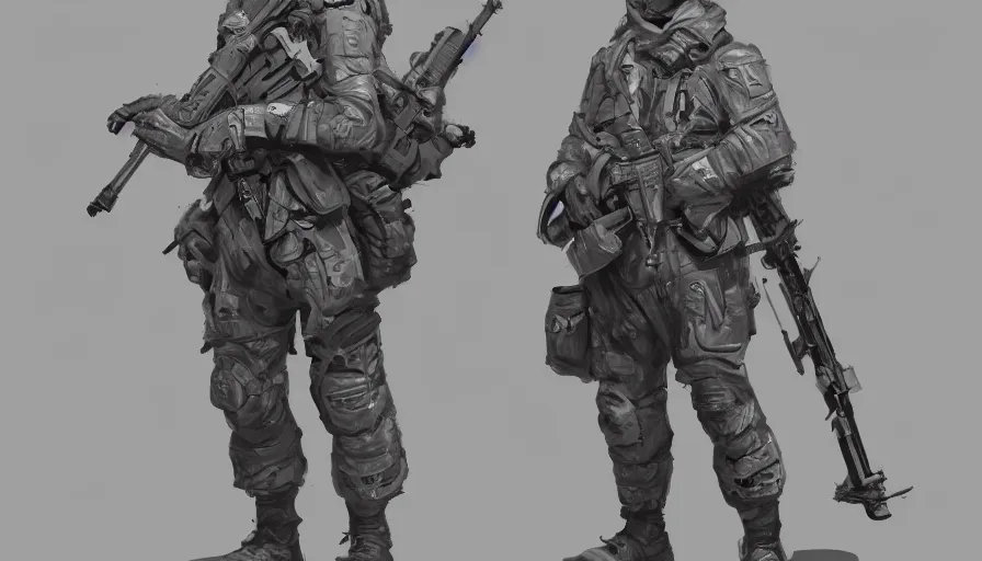 Image similar to soldier, concept art by jama jurabaev, extremely detailed, trending on artstation, high quality, brush stroke