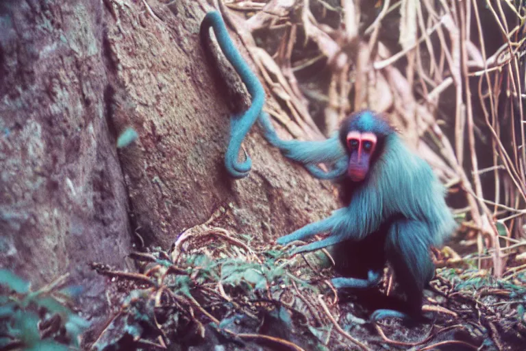 Image similar to a photo of a tentacruel mandrill in its natural habitat, kodak ektachrome e 1 0 0 photography