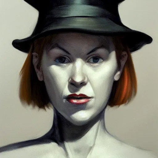 Image similar to a realistic witch portrait, by edward hopper, new artstation artist,