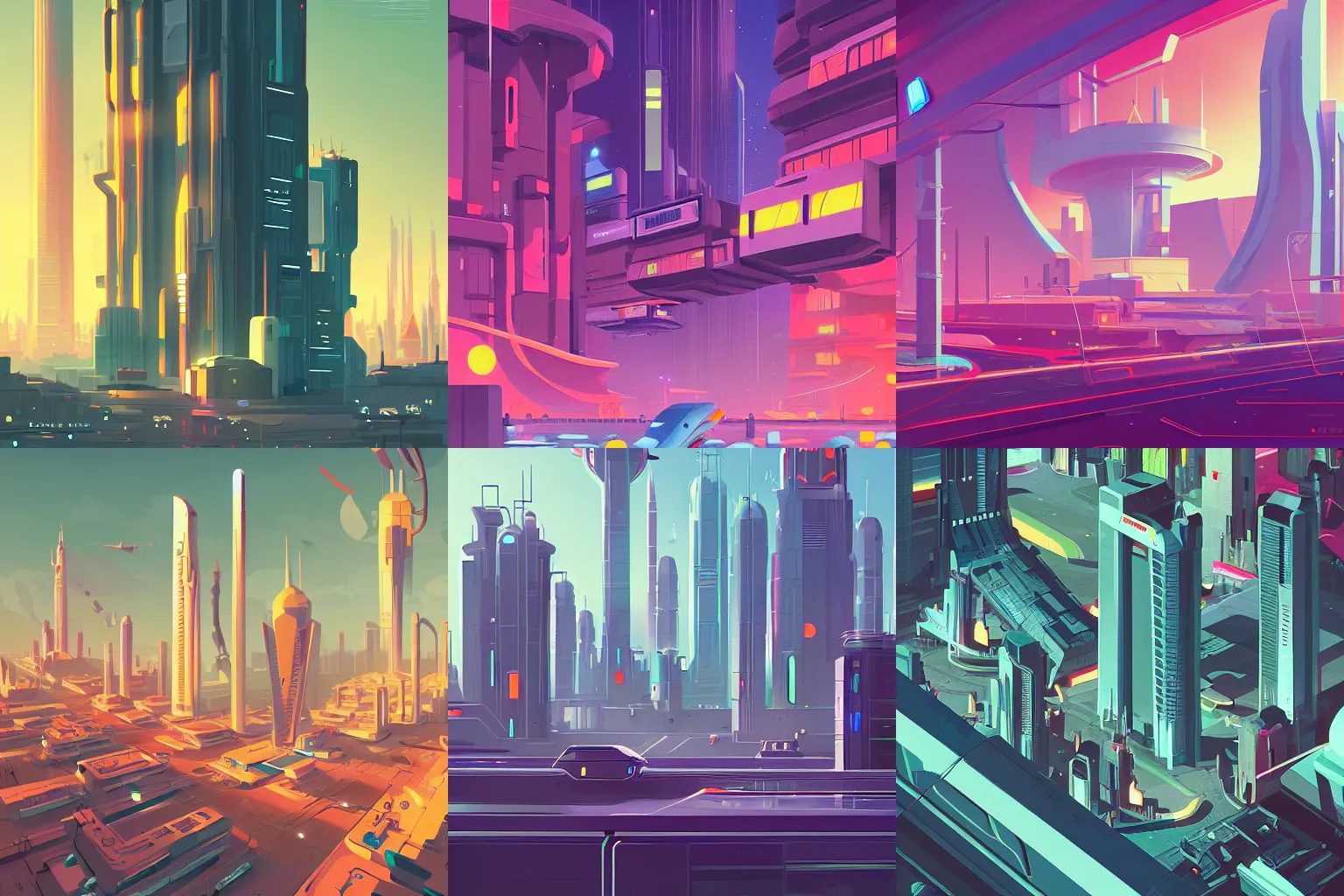 Prompt: illustration of a futuristic city by James Gilleard