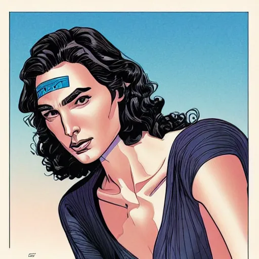 Image similar to “ gal gadot retro minimalist portrait by jean giraud, moebius starwatcher comic, 8 k ”