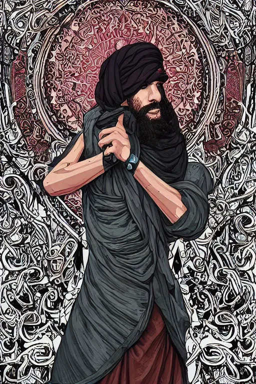 Prompt: taliban anarchy. symmetrical anatomy, very detailed design, complexity of the picture, with pop punk style, colorful, accompanied by body, pure image without duplication, dribble popular, trending on arstation, drawn by ilya kuvshinov and vinicius gud and gustavo zambelli, intricate, ultra high definition, super scale rendered