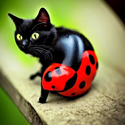 Image similar to a ladybug - cat - hybrid, animal photography