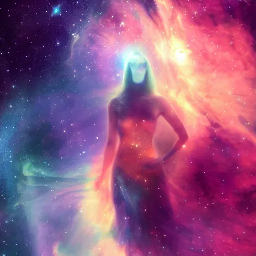 Prompt: a goddess made of a nebula