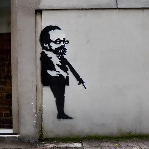 Prompt: banksy bearded graffiti, real life, sharp focus