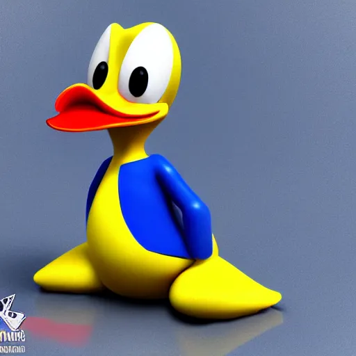 Image similar to ducktales donald duck, realistic, 3 d render, octane, toy