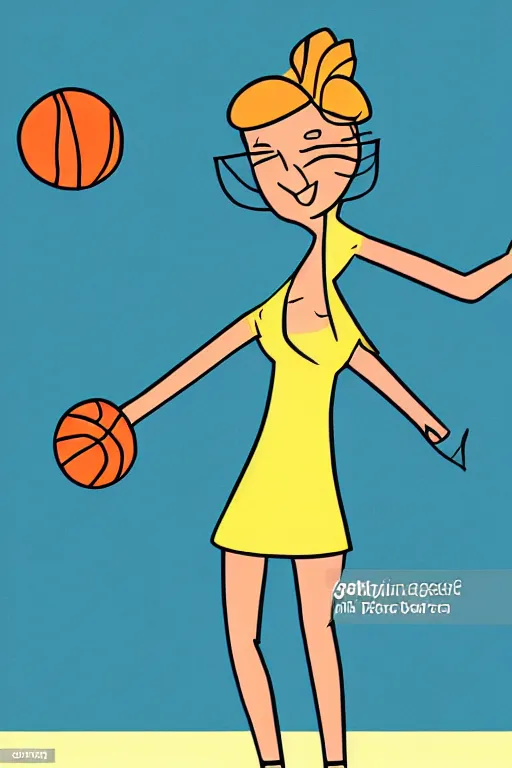 Image similar to a cartoon of a stylish woman playing basketball