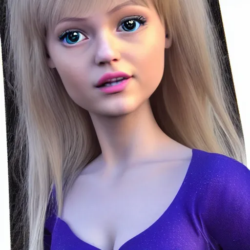 Image similar to a 3d princess with blonde hair , 3d cgi , disney style , photorealistic