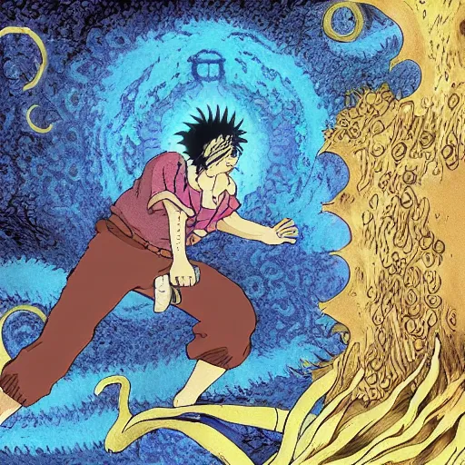 Image similar to uzumaki :: studio ghibli :: junji ito :: shadow of the colossus :: mayan :: hysterical joy