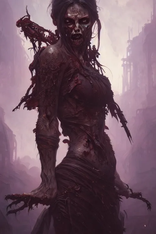 Image similar to photography of decrepit zombie, deep focus, d & d, fantasy, intricate, elegant, highly detailed, digital painting, artstation, concept art, matte, sharp focus, illustration, hearthstone, art by artgerm and greg rutkowski and alphonse mucha