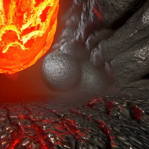 Image similar to a sphere of molten core, melting sphere, glowing magma sphere, lava sphere, state of the art 3 d graphics, centered, in center, unreal engine, highly detailed, epic